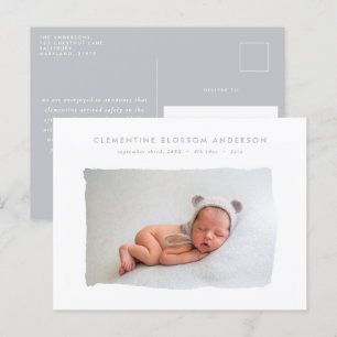 Élégante photo de faire-part de naissance gris min