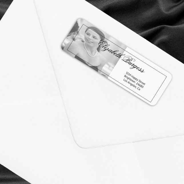 Élégante photo personnelle Black White Adresse (Créateur téléchargé)