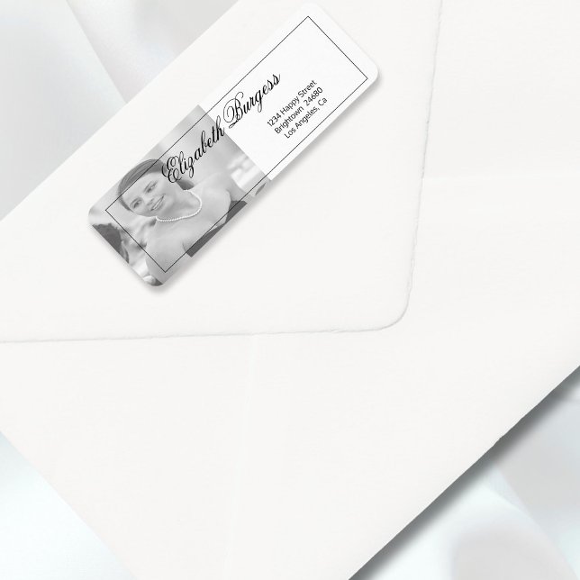 Élégante photo personnelle Black White Adresse (Créateur téléchargé)