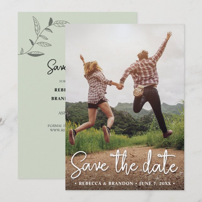 Élégante Photo Recto-Verso de Save The Date Rustiq (Devant / Derrière)