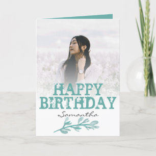 Elégante photo verte moderne carte aquarelle