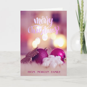 Elégante Pink Christmas Balls Carte de vacances