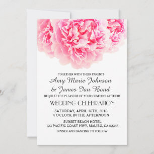 Elégante pivoine rose invitation de mariage pivoin