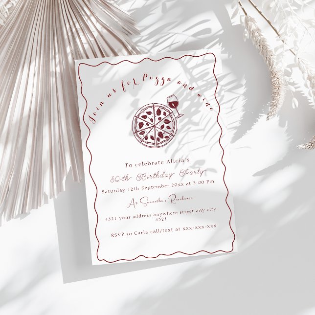 Elégante pizza et invitation à l'anniversaire du v (Créateur téléchargé)