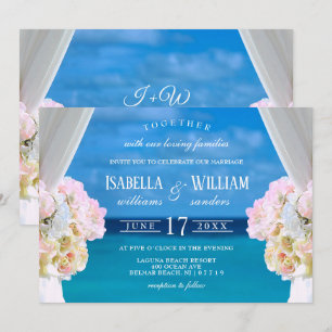 Elégante Plage Florale Plage Mariage Invitation