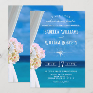 Elégante Plage Florale Plage Mariage Invitation