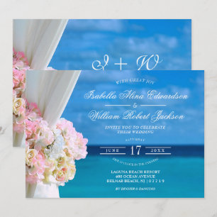 Elégante Plage Florale Plage Mariage Invitation