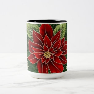 Elégante Poinsettia café Mug de Noël