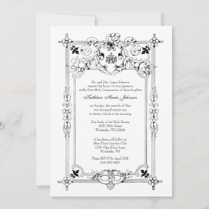 Élégante Première Sainte Communion Invitation Cath