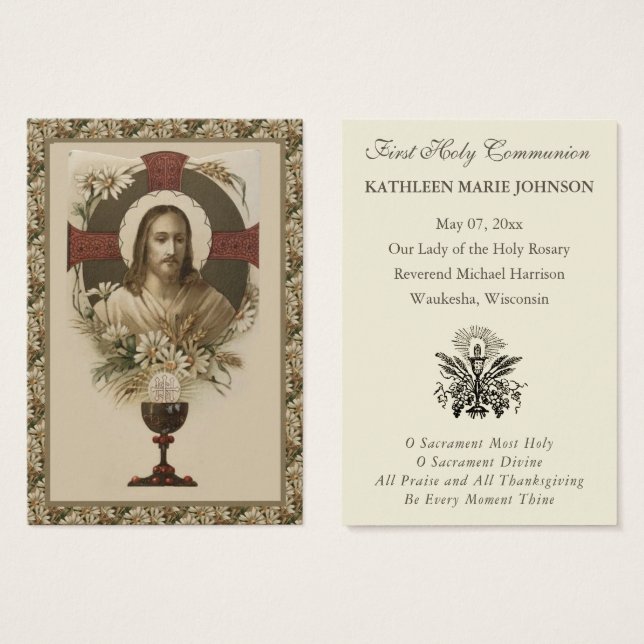 Élégante Première sainte communion Souvenir Saint (Devant & derrière)