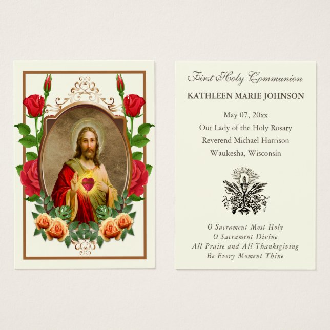Élégante Première sainte communion Souvenir Saint (Devant & derrière)