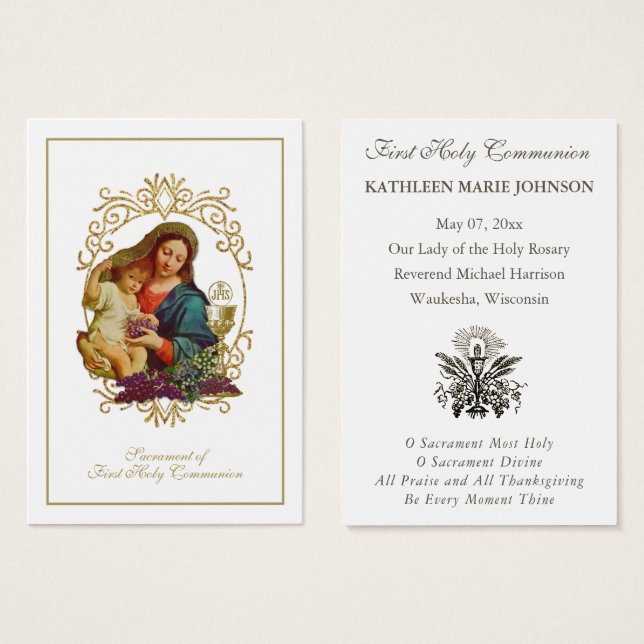Élégante Première sainte communion Souvenir Saint  (Devant & derrière)