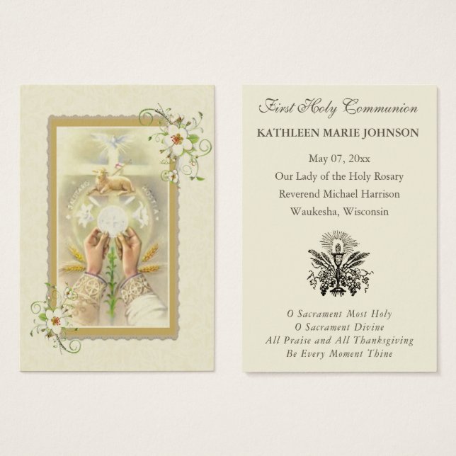 Élégante Première sainte communion Souvenir Saint  (Devant & derrière)