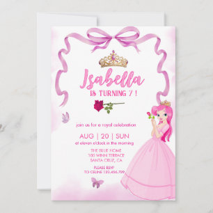 Élégante princesse Fille anniversaire Invitation