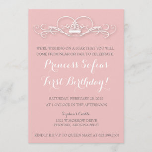 Élégante princesse magique rose Tiara Invitation