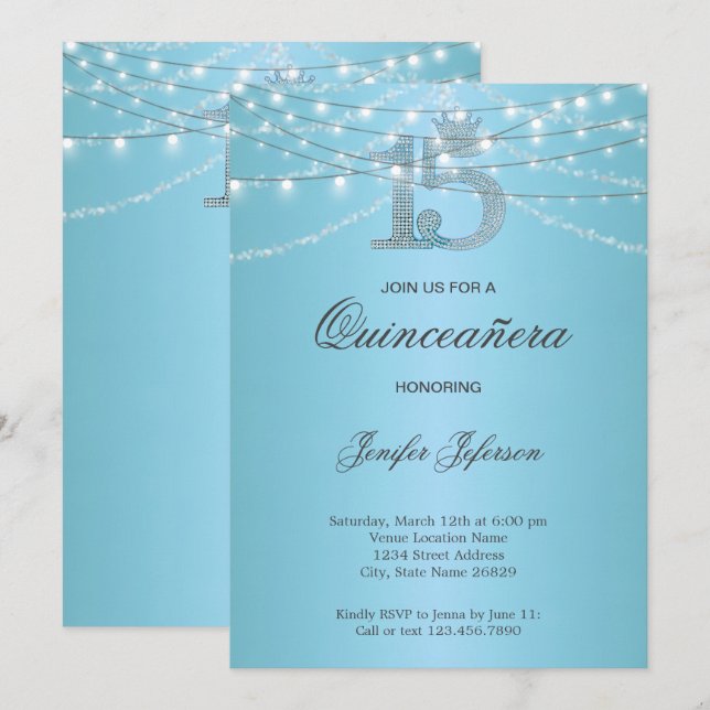 Elégante Quinceanera Invitation (Devant / Derrière)