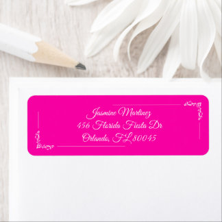 Élégante Quinceañera Rose Fuchsia et Fleurs Blanch