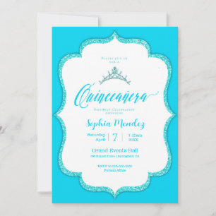 Elégante Quinceanera Turquoise Invitation