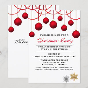 Élégante Red Bauble Noël Invitation