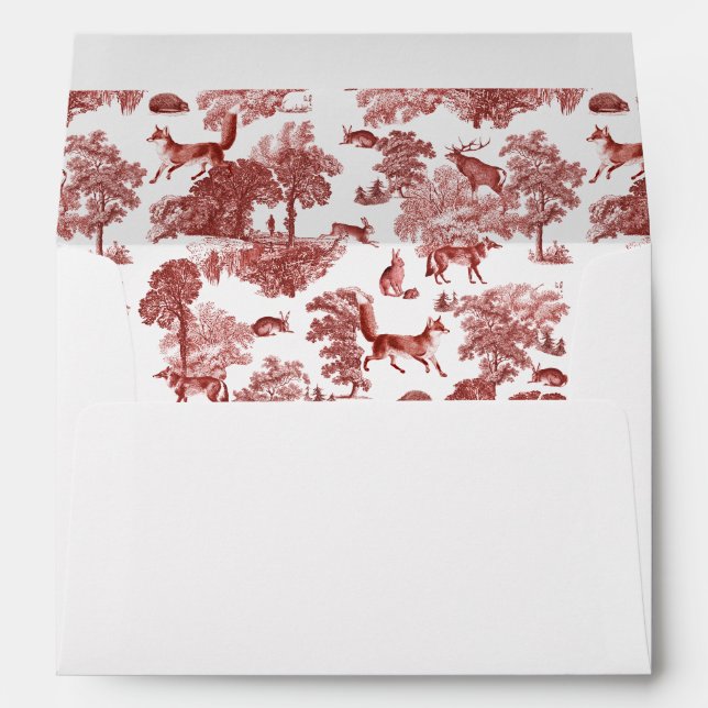Elégante Red Country Toile Fox Hares Enveloppe de  (Dos (Bas))