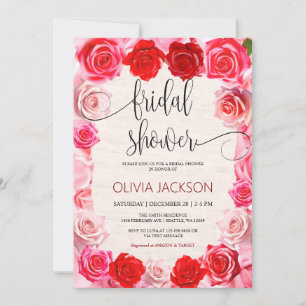 Elégante Red Roses Bridal Showweuse Invitation