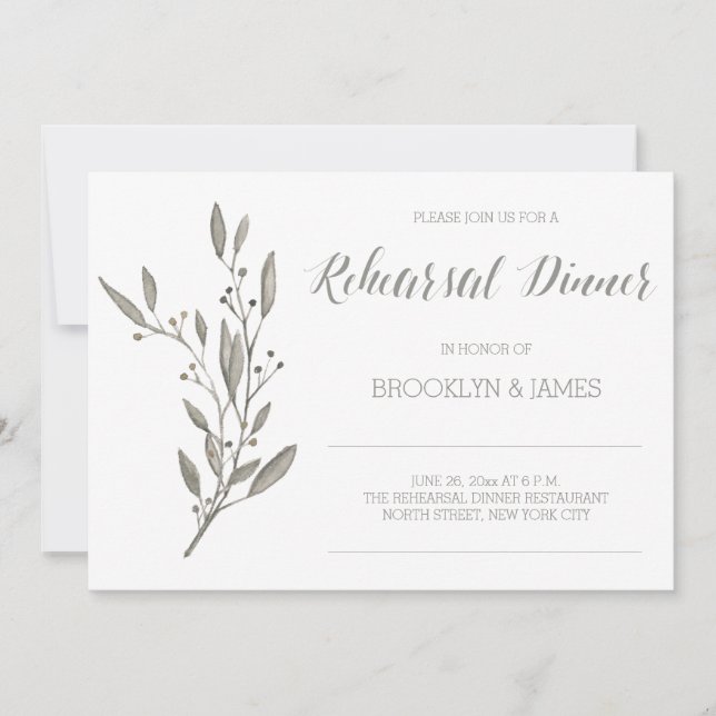 Élégante répétition de mariage Invitation Floral G (Devant)