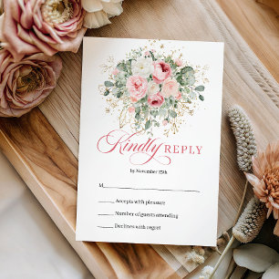 Élégante Réponse de Mariage Florale Rose Minimalis