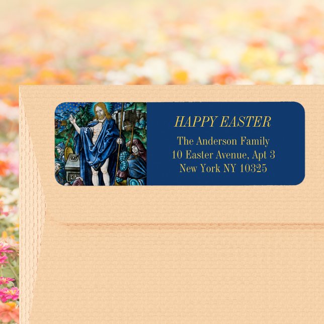 Élégante résurrection catholique chrétienne Joie P (Elegant Religious Christian Catholic Resurrection of Jesus Christ Easter Return Address Label)