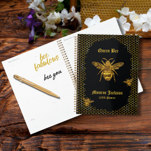 Elégante ruche d'abeille de la reine d'or noir