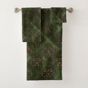 Élégante Salle de bain en bronze damassé vert