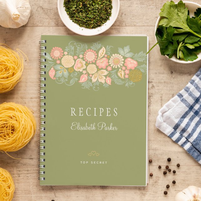 Élégante sauge vert pastel recette de livre de cui (Créateur téléchargé)