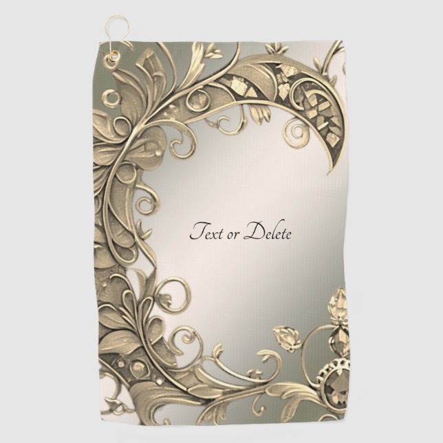 Élégante serviette de golf décorative moderne or (Devant)