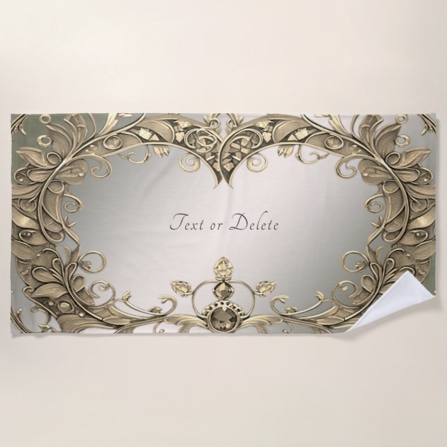 Élégante serviette de plage décorative or moderne (Devant)