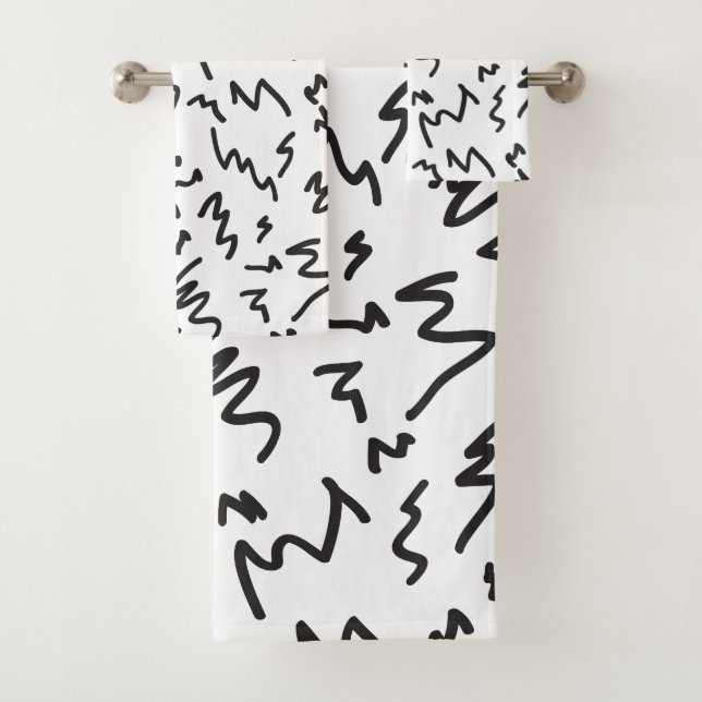 Élégante serviettes de bain modernes en noir et bl (En situation)