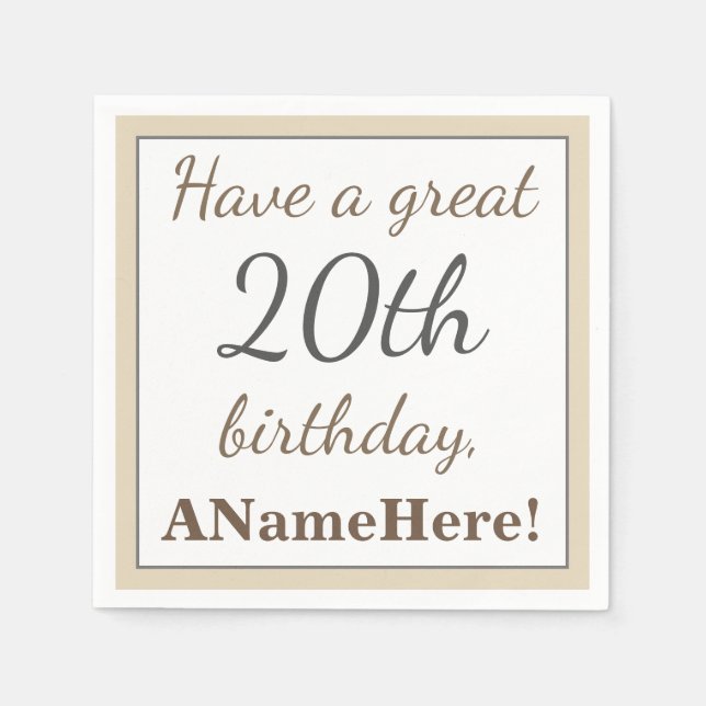 Élégante serviettes en papier 20e anniversaire (Devant)