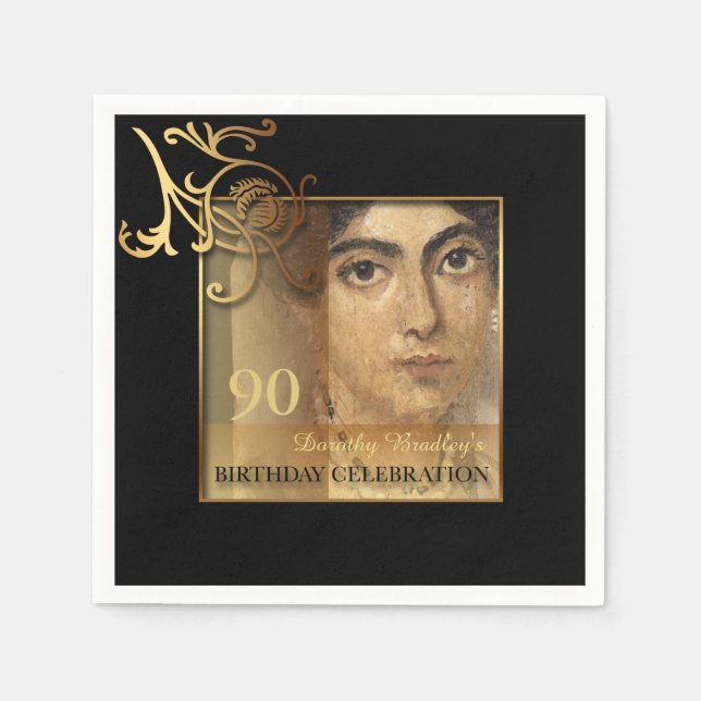 Élégante serviettes en papier photo 90e anniversai (Devant)
