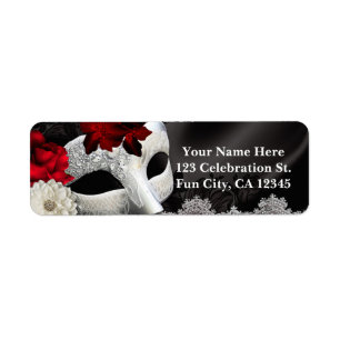 Elégante Soie Noire Florale & Dentelle Masquerade 