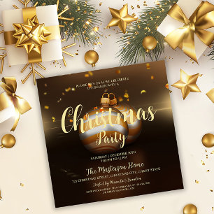 Elégante Soirée de Noël d'or foncé Invitation