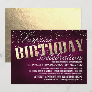 Elégante surprise Invitations de fête d'anniversai