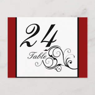 Elegante Swirl dans Rich Red Numéro de table Carte