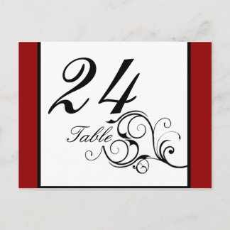 Elegante Swirl dans Rich Red Numéro de table Carte