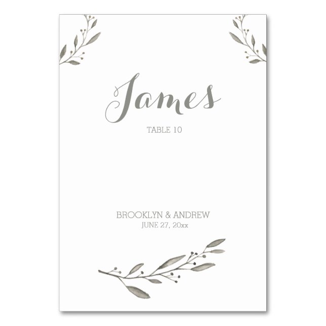 Élégante Table de mariage Place Cartes Gris Floral (Par défaut)