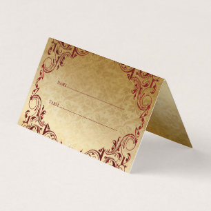 Elégante table Rouge Or Vintage Cartes de Place