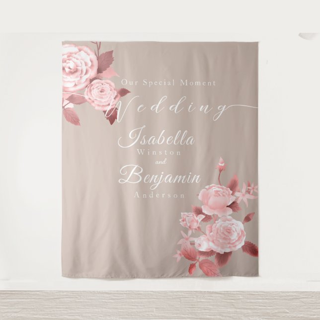 Élégante Tapisserie Rose chic Mariage (Devant)