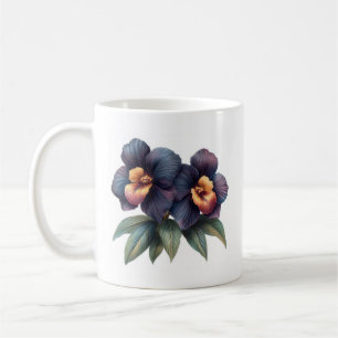 Élégante tasse à café à orchidées noires classique