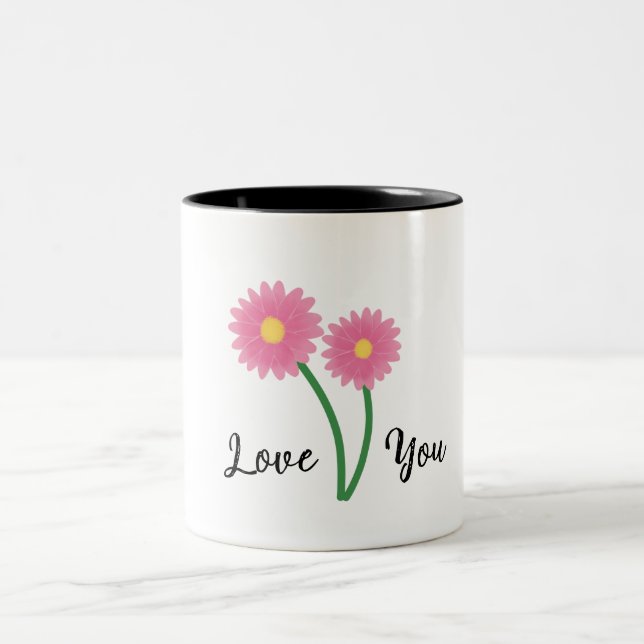 Élégante tasse avec fleurs marguerites roses conce (Centre)