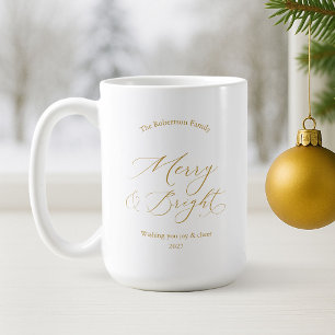 Élégante tasse de Noël « Joyeux et Lumineux » en o