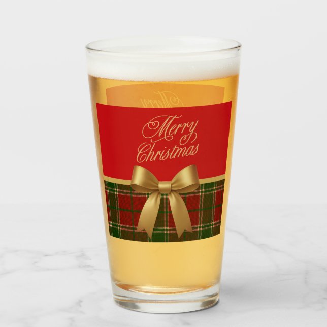 Élégante Tasse en Verre à Carreaux de Noël (Devant (rempli))