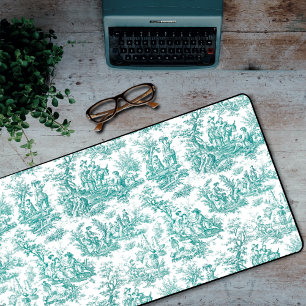 Elégante toile turquoise vintage de jouy