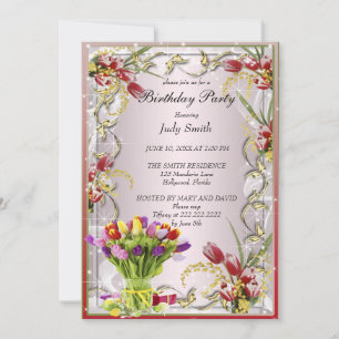 Elégante Tulipe Invitation Anniversaire